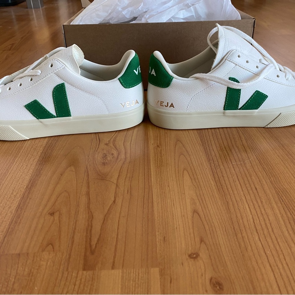 Veja White and Green Sneakers